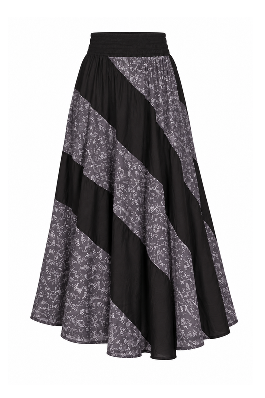 Rayon Strapless Dress and Skirt - Black and Grey Pattern - ghost mannequin, normalized primary image