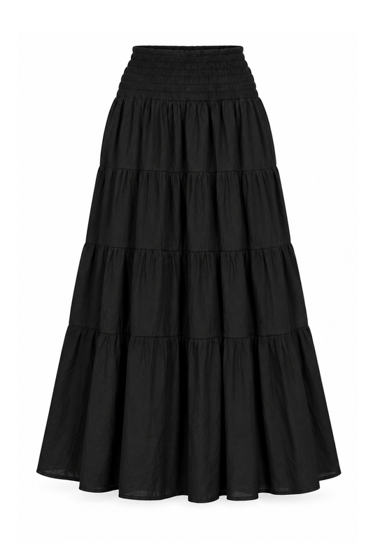 Rayon Strapless Dress and Skirt - Black - ghost mannequin, normalized primary image