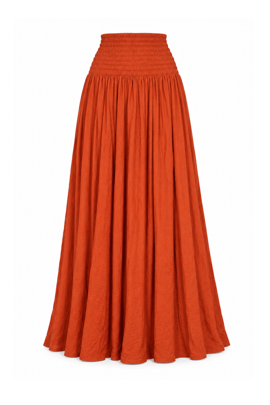 Rayon Strapless Dress and Skirt - Rust Orange - ghost mannequin, normalized primary image