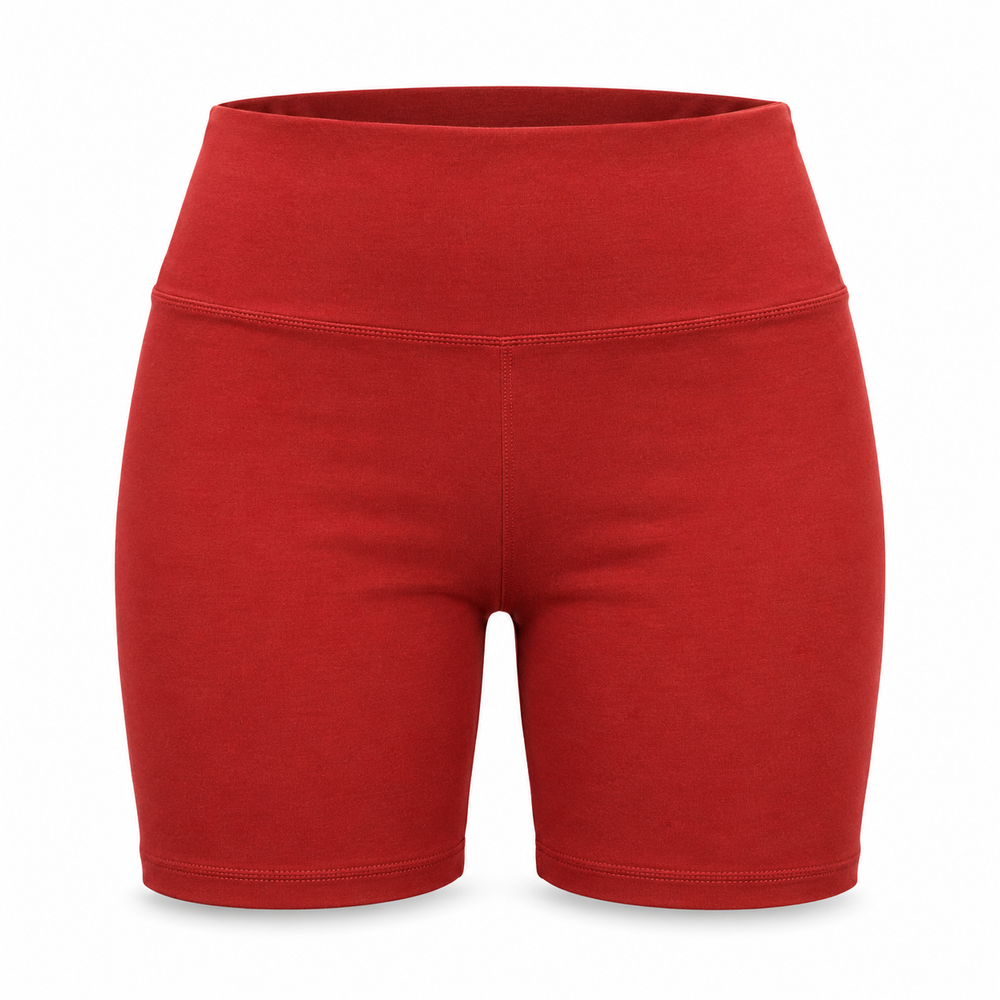 Red Fold-Waist Shorts – front ghost mannequin