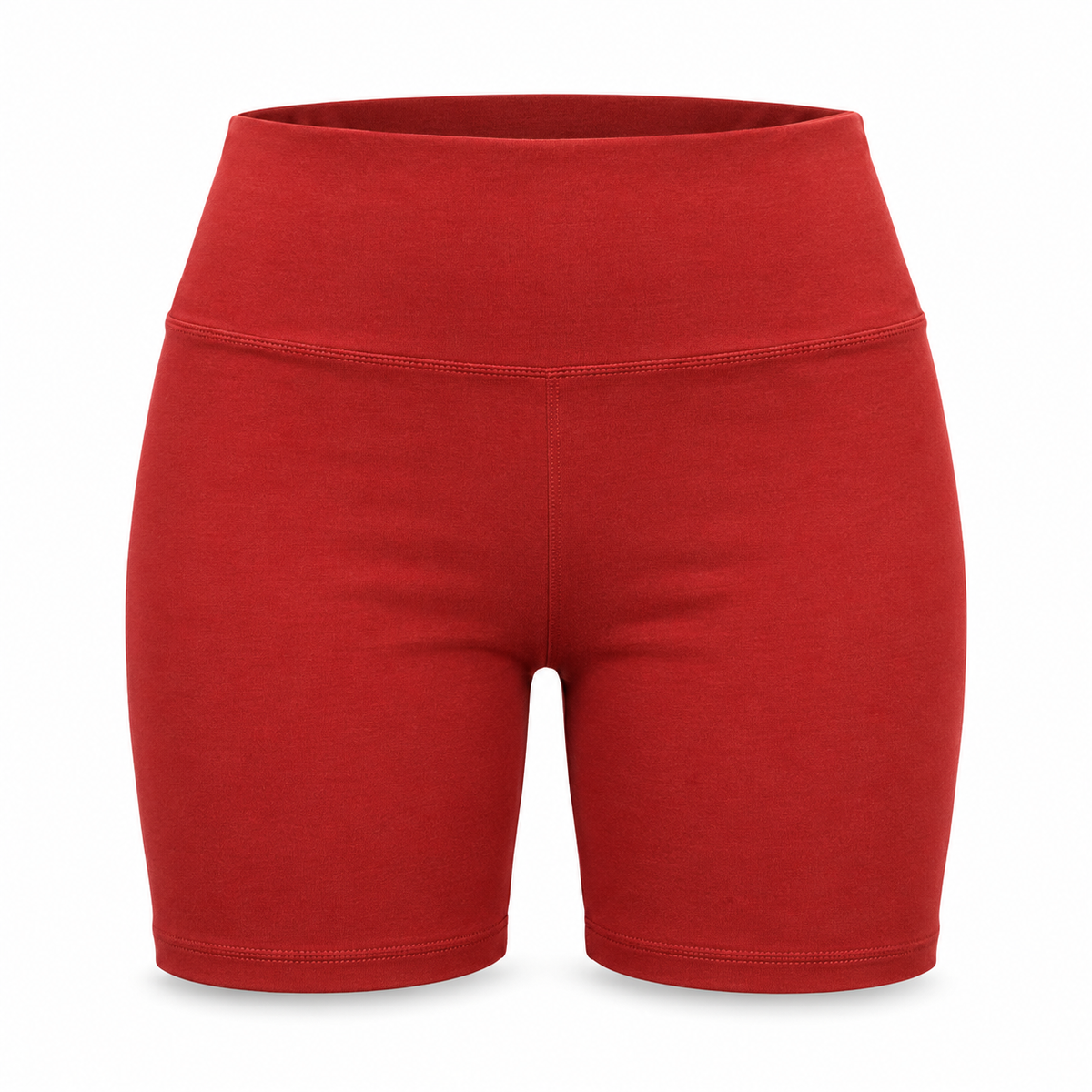 Red Fold-Waist Shorts – front ghost mannequin
