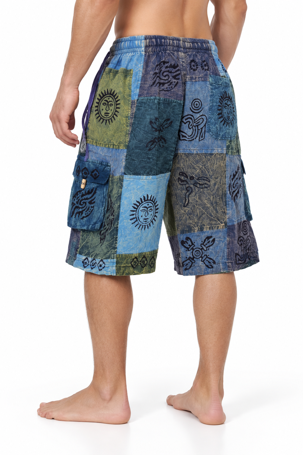 Blue Green Patchwork Shorts – view 3