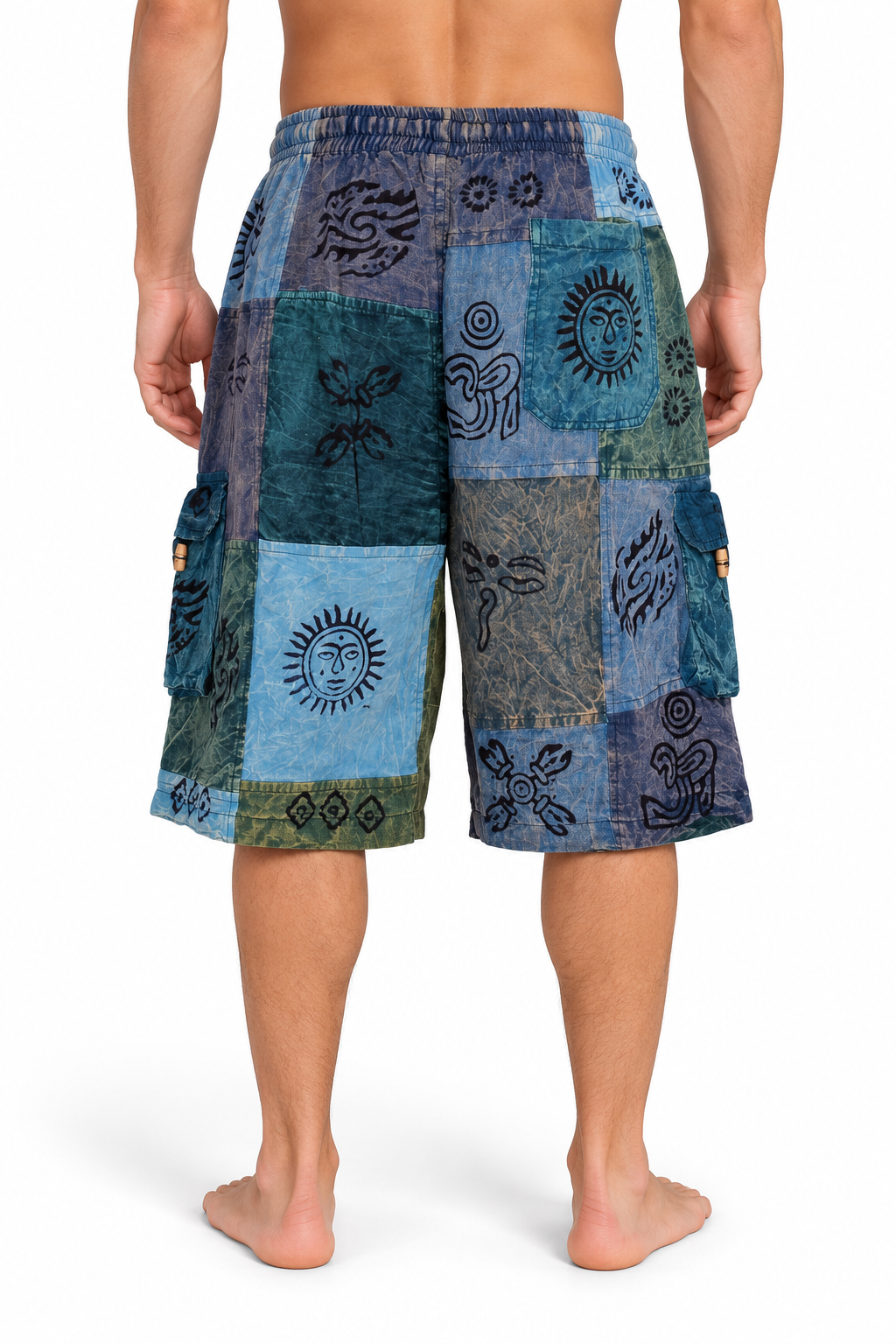 Blue Green Patchwork Shorts – view 4
