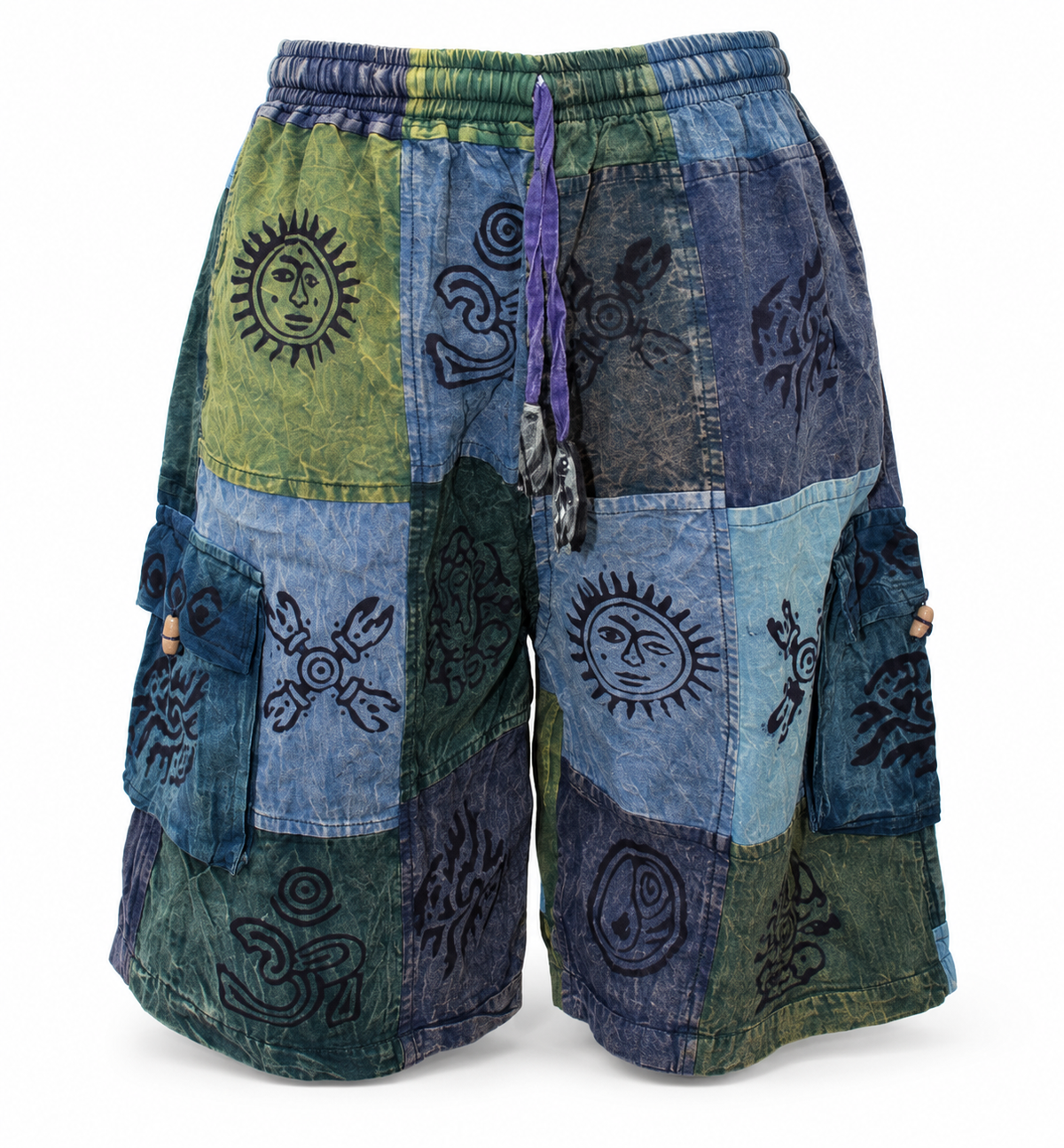 Blue Green Patchwork Shorts – view 5