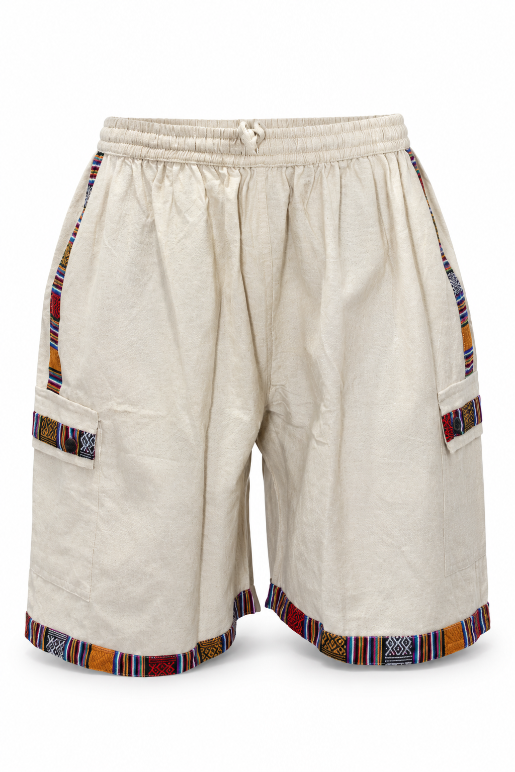 Cream Multicolour Trim Shorts – view 5