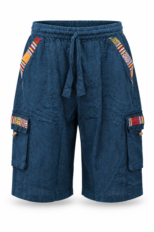 Blue Multicolour Trim Shorts – view 1