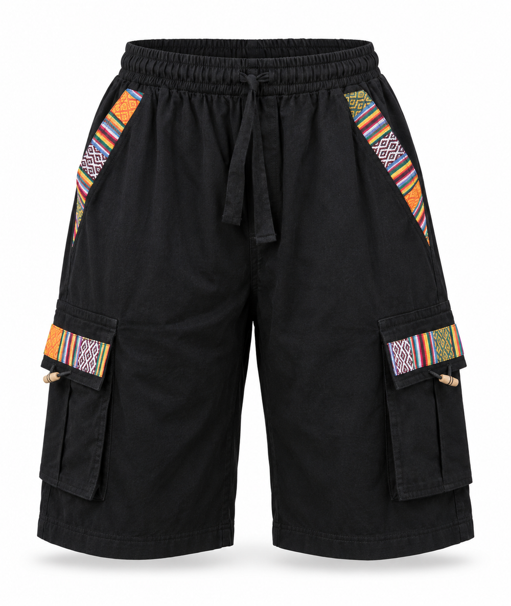 Black Multicolour Trim Shorts – view 1