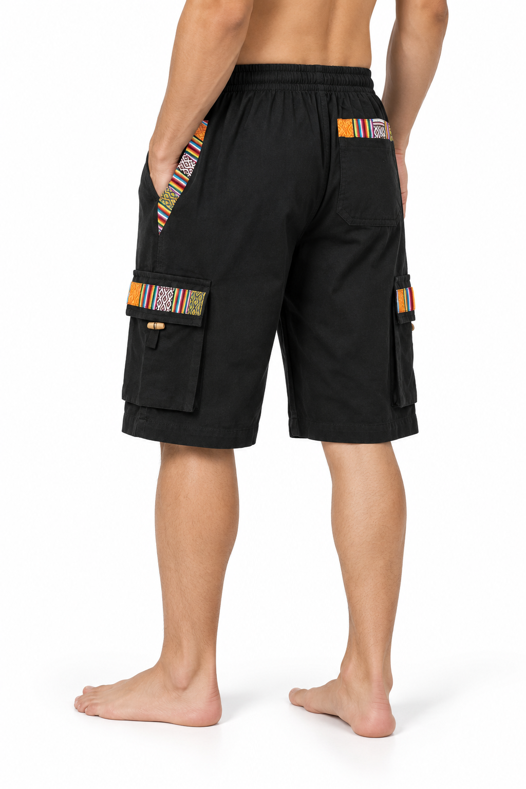 Black Multicolour Trim Shorts – view 3