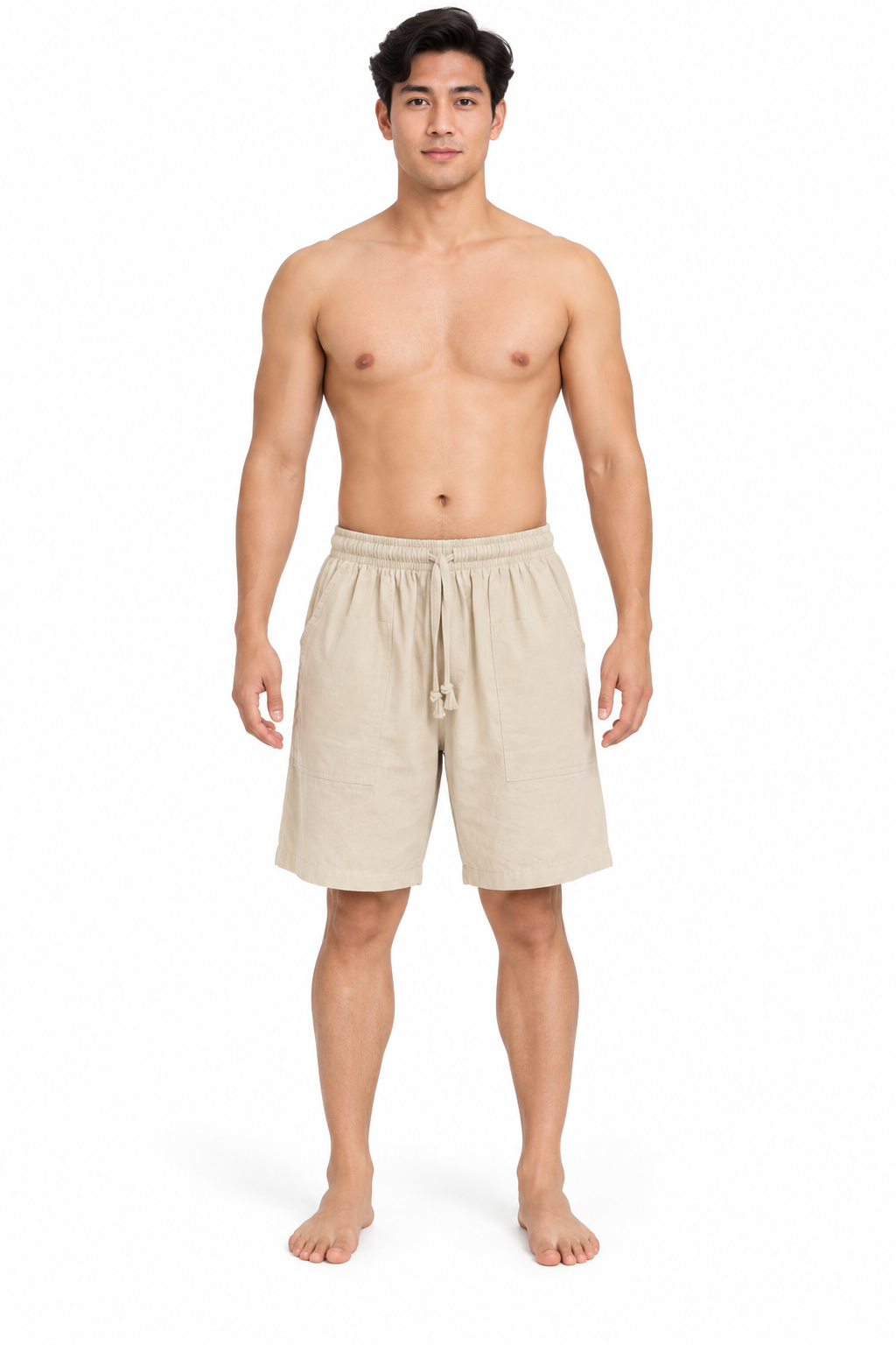 Beige Plain Shorts – view 2