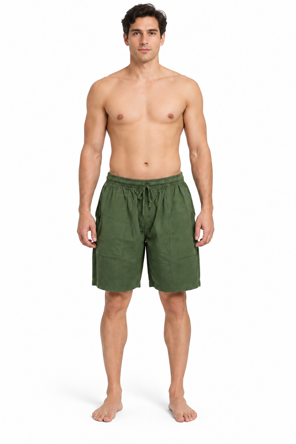 Olive Plain Shorts – view 2