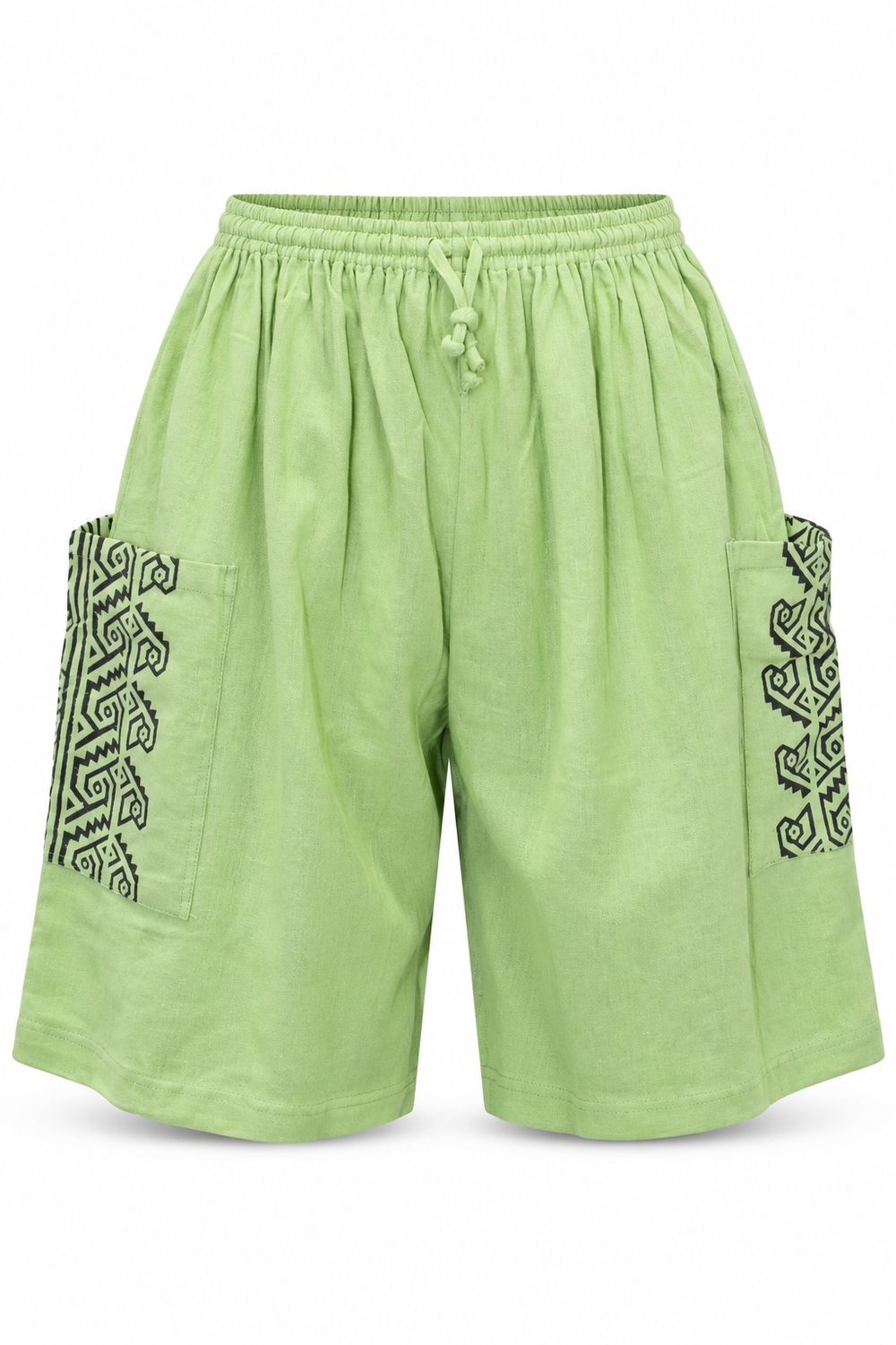 Light Green Black Print Pocket Shorts – view 1