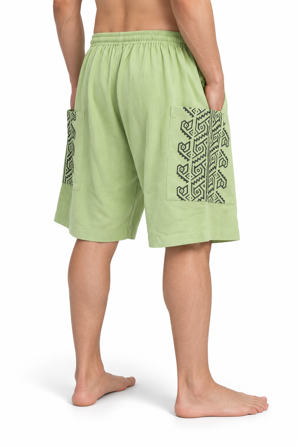 Light Green Black Print Pocket Shorts – view 3