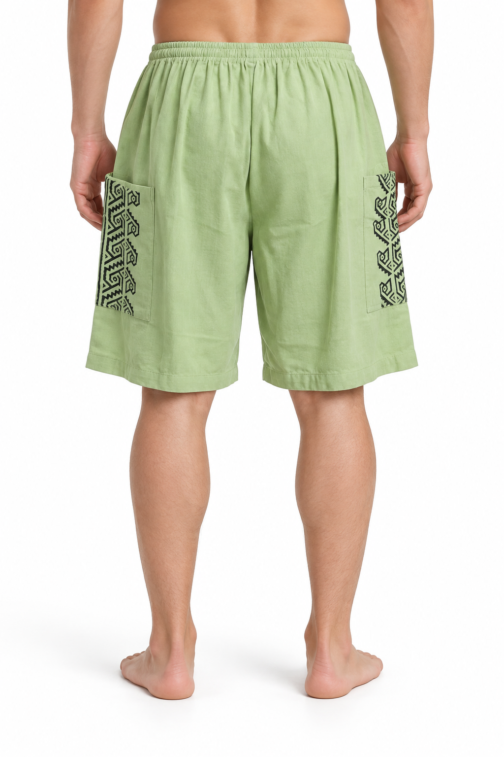 Light Green Black Print Pocket Shorts – view 4