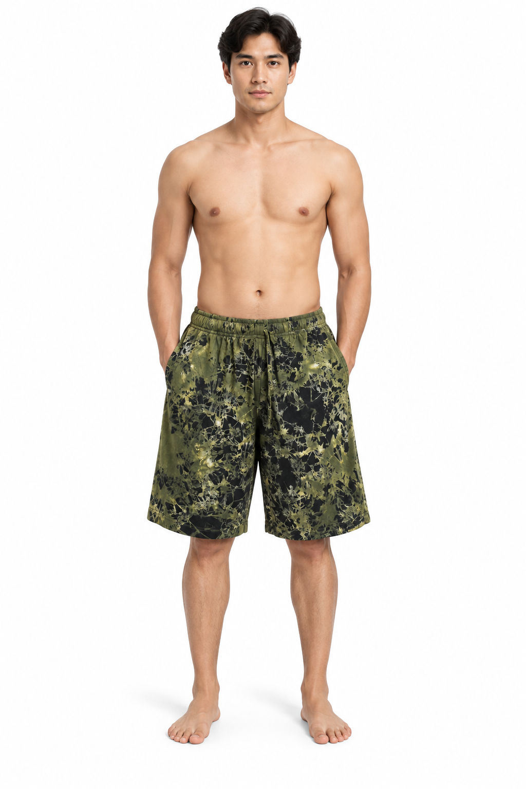 Olive Black Washed Print Shorts – view 2