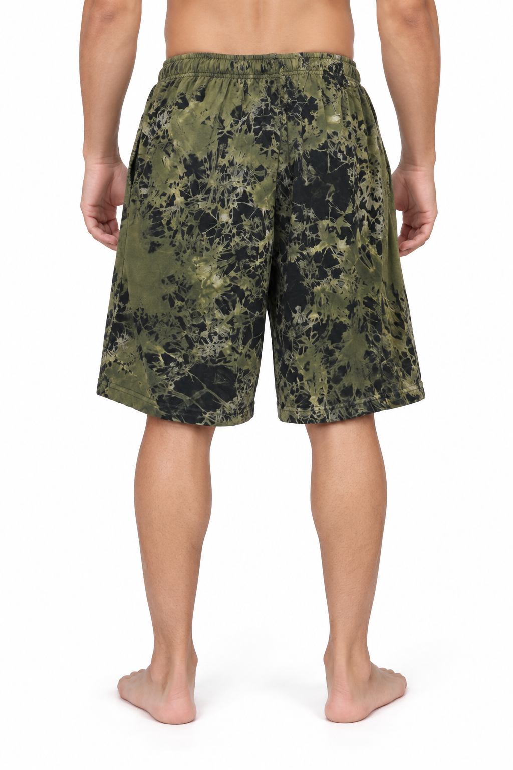Olive Black Washed Print Shorts – view 4
