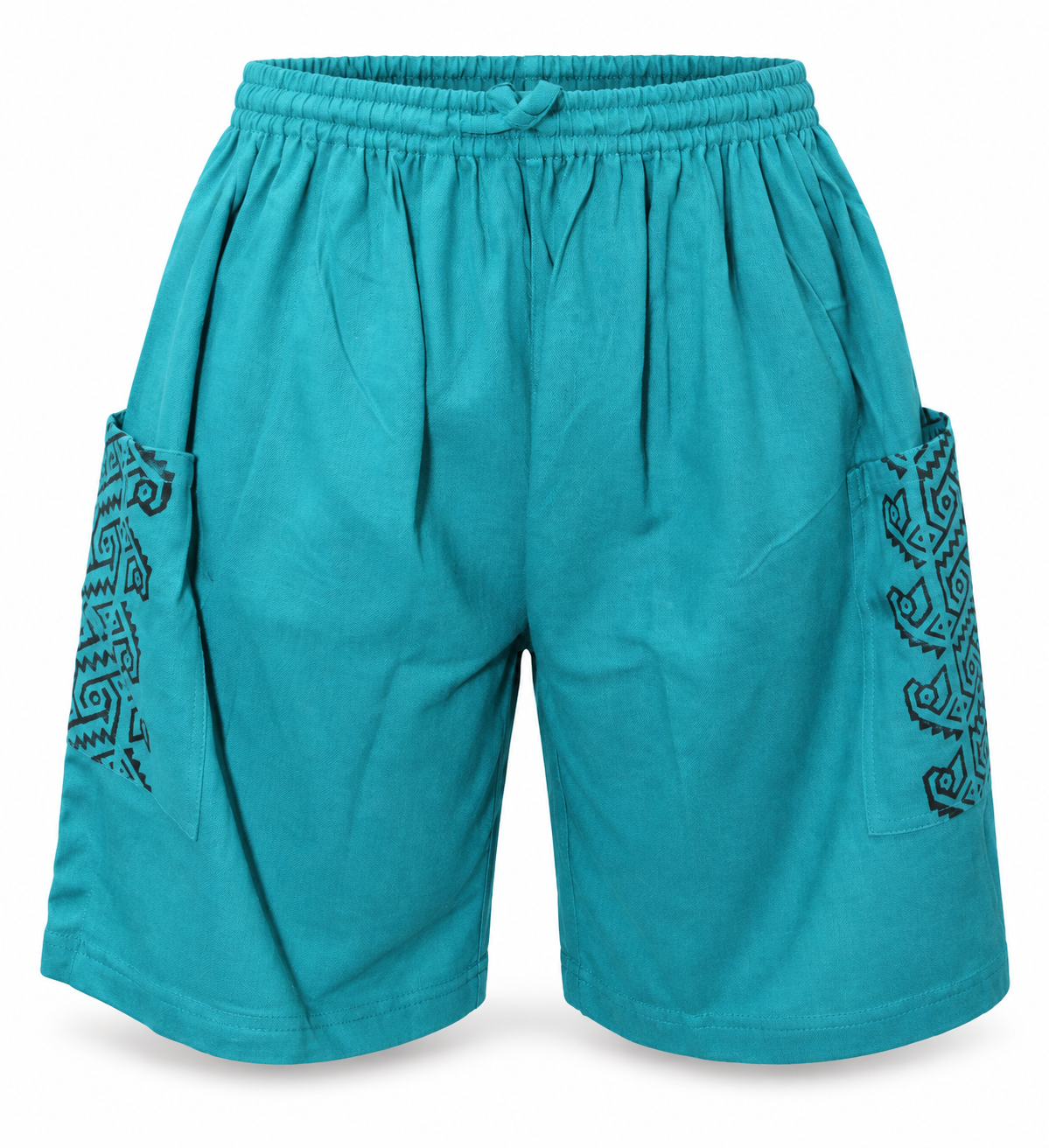 Turquoise Black Print Pocket Shorts – view 1