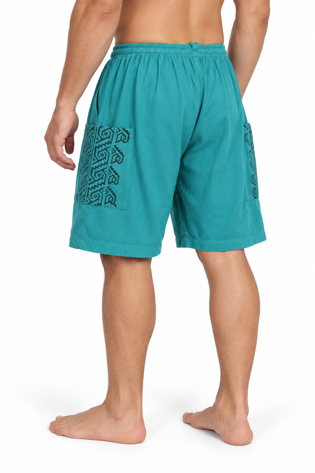 Turquoise Black Print Pocket Shorts – view 3