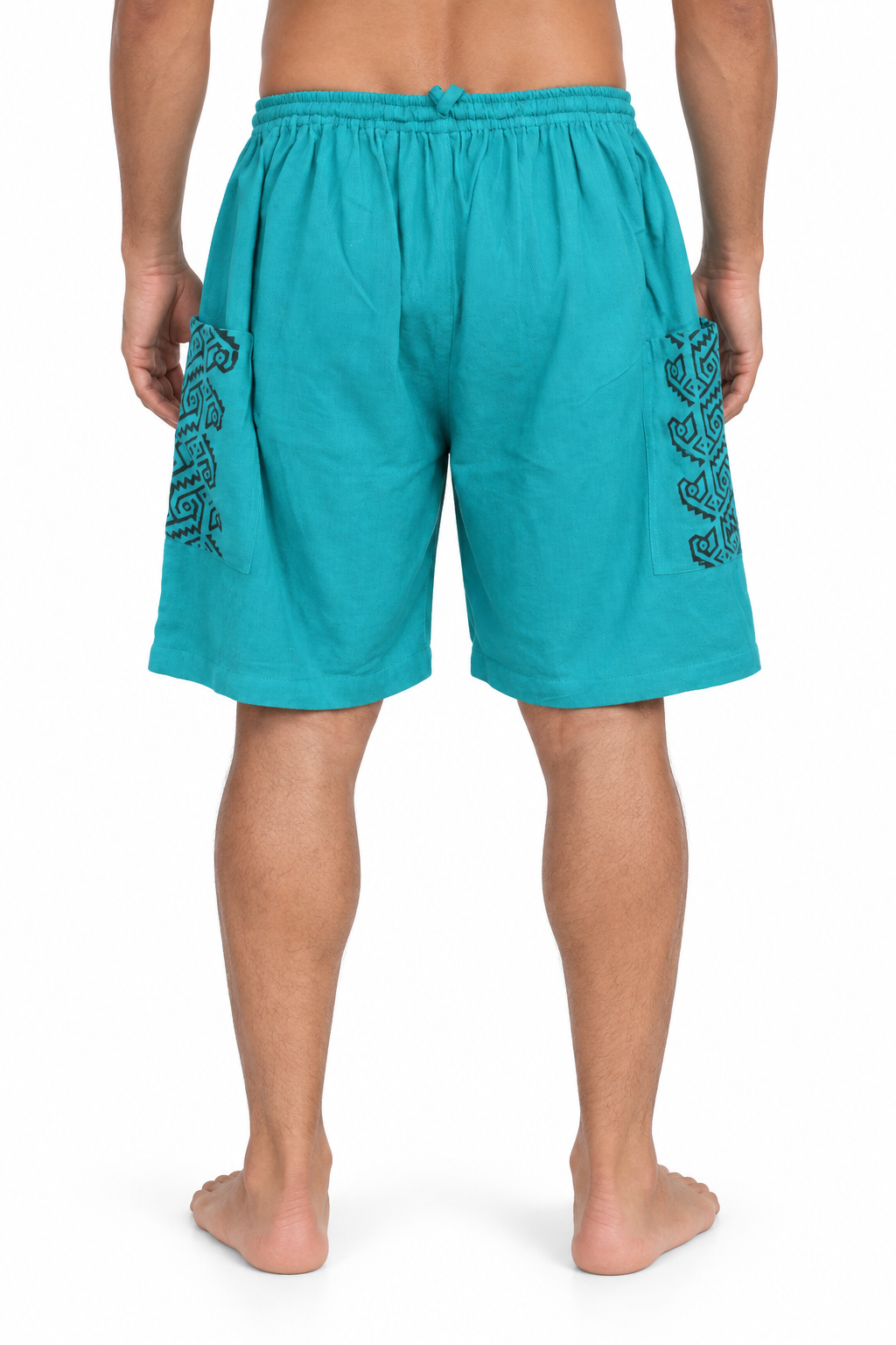 Turquoise Black Print Pocket Shorts – view 4