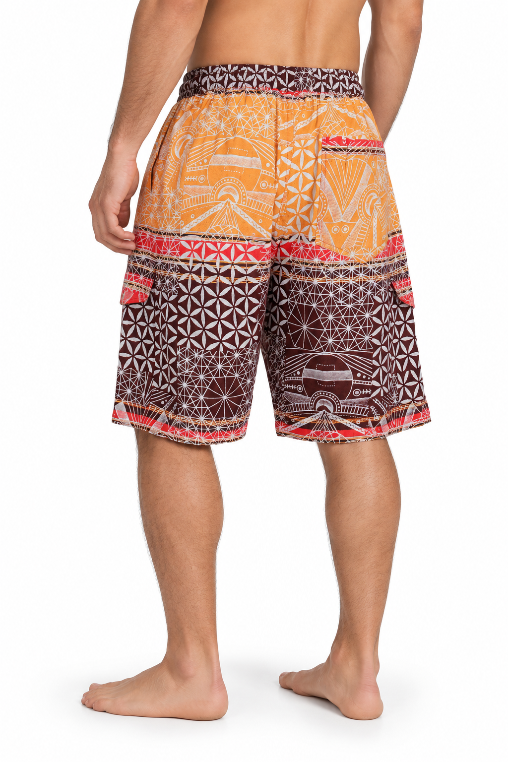 Orange Brown Geometric Print Shorts – view 3