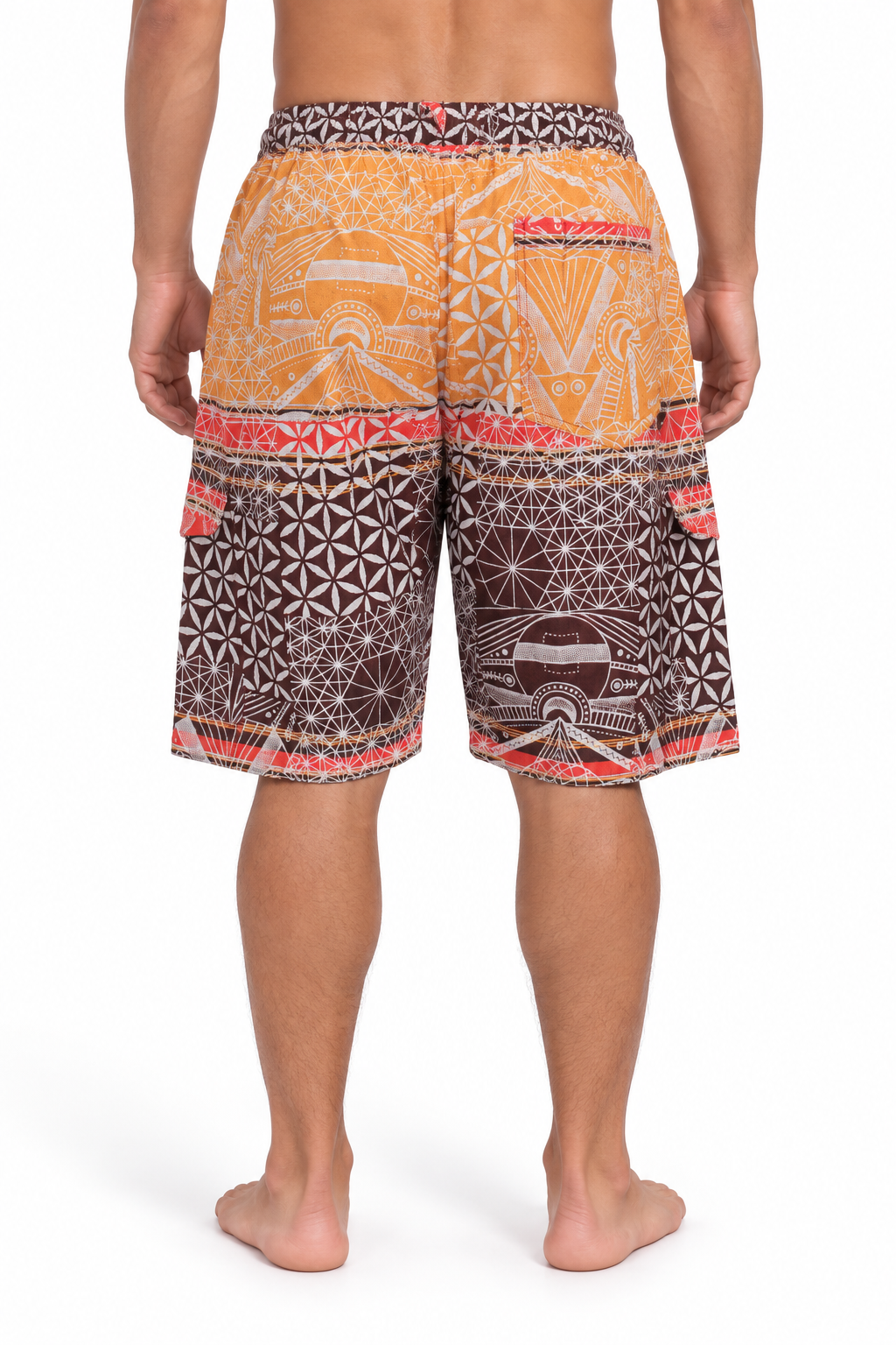 Orange Brown Geometric Print Shorts – view 4