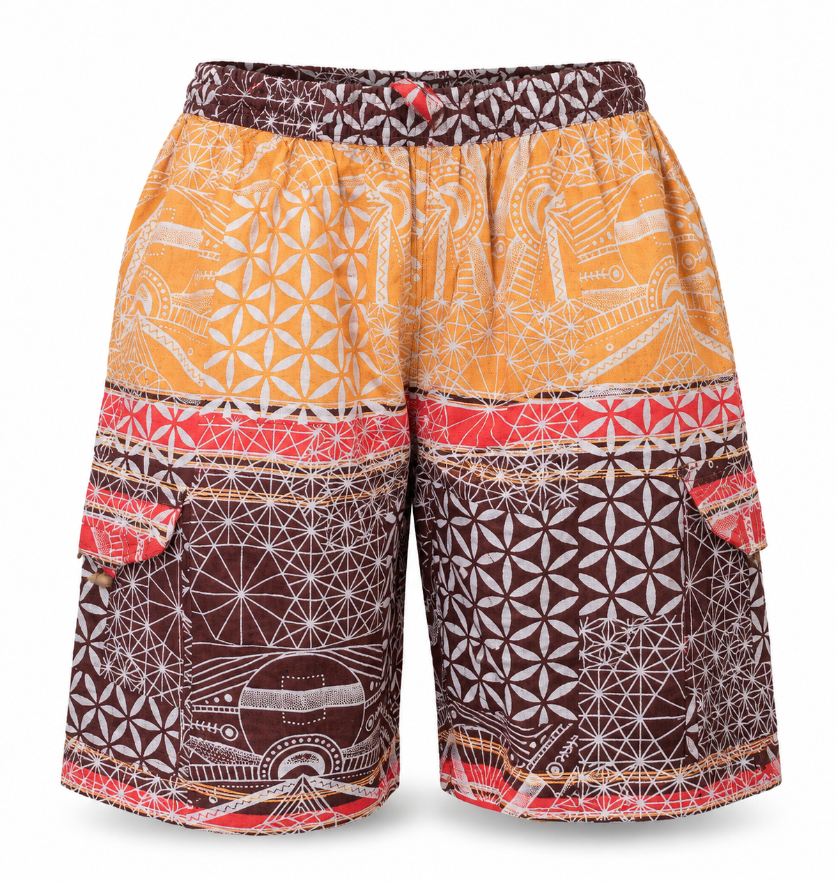 Orange Brown Geometric Print Shorts – view 5