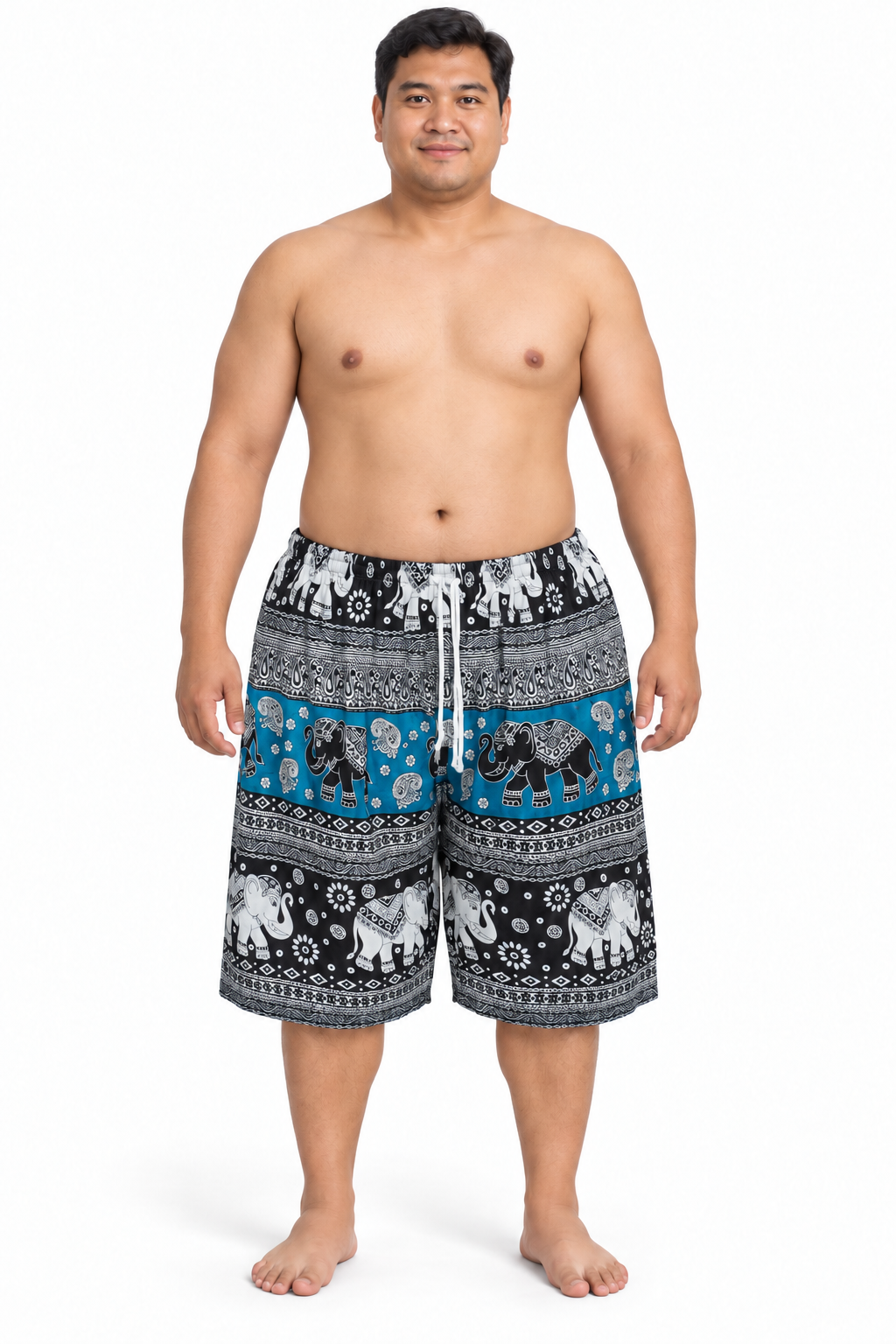 Blue Black Elephant Print Shorts – view 2
