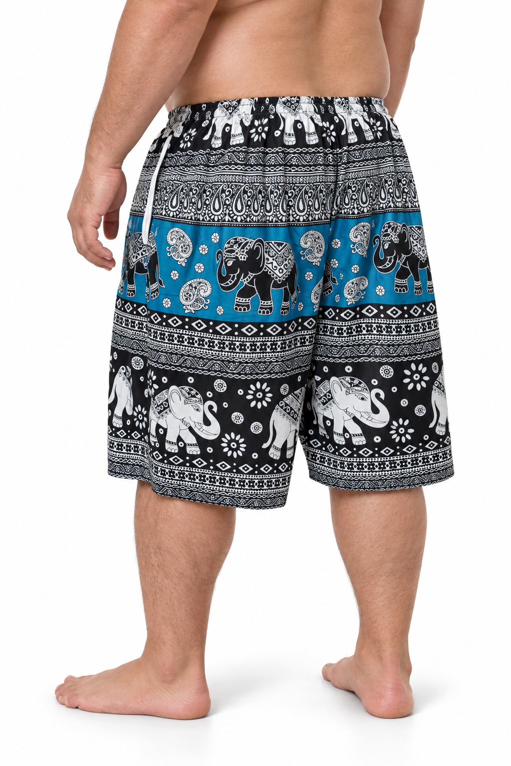 Blue Black Elephant Print Shorts – view 3