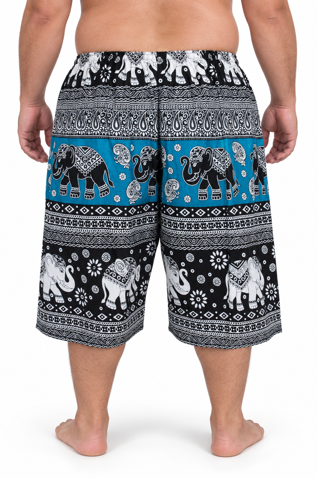 Blue Black Elephant Print Shorts – view 4