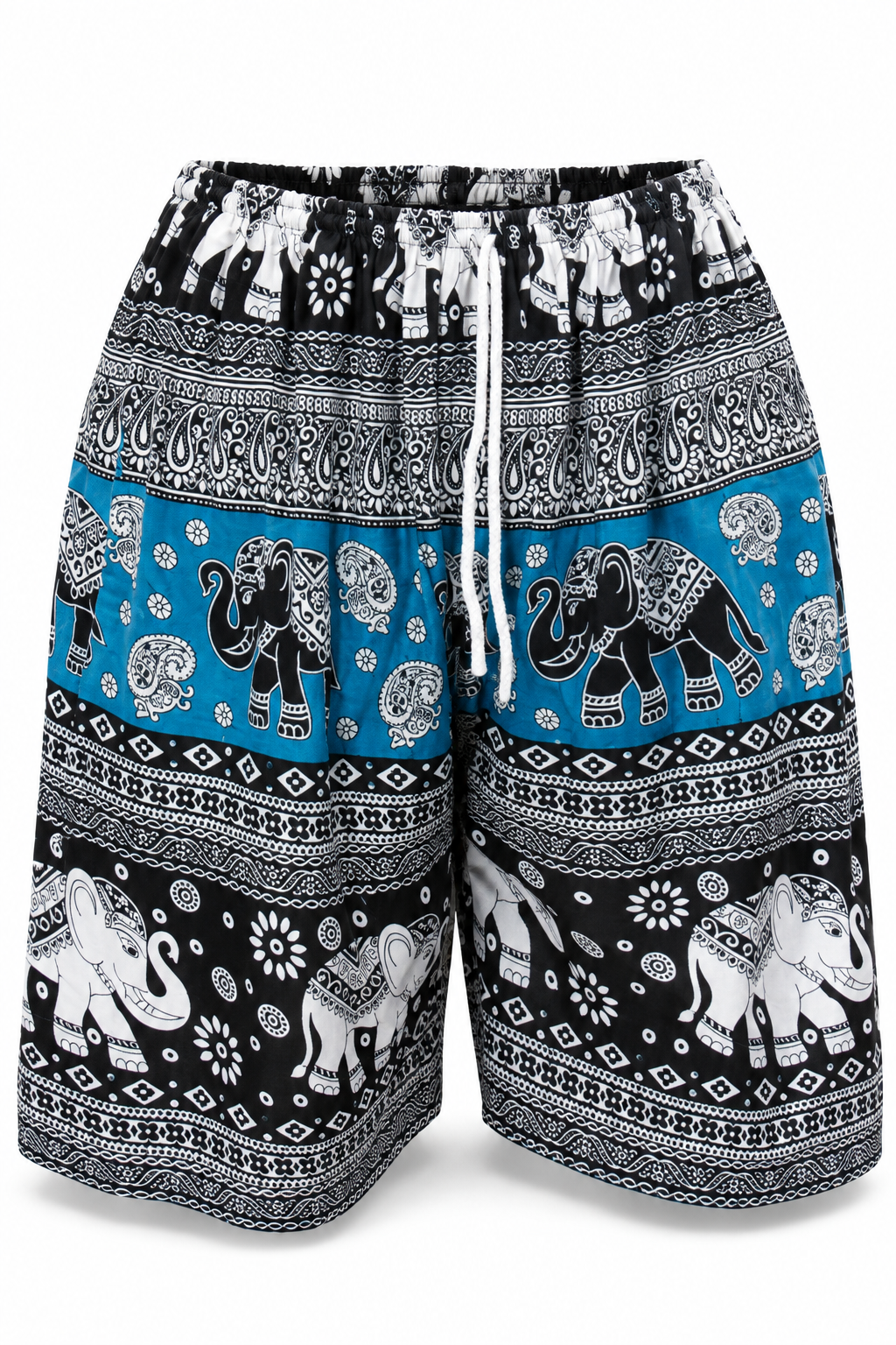 Blue Black Elephant Print Shorts – view 5