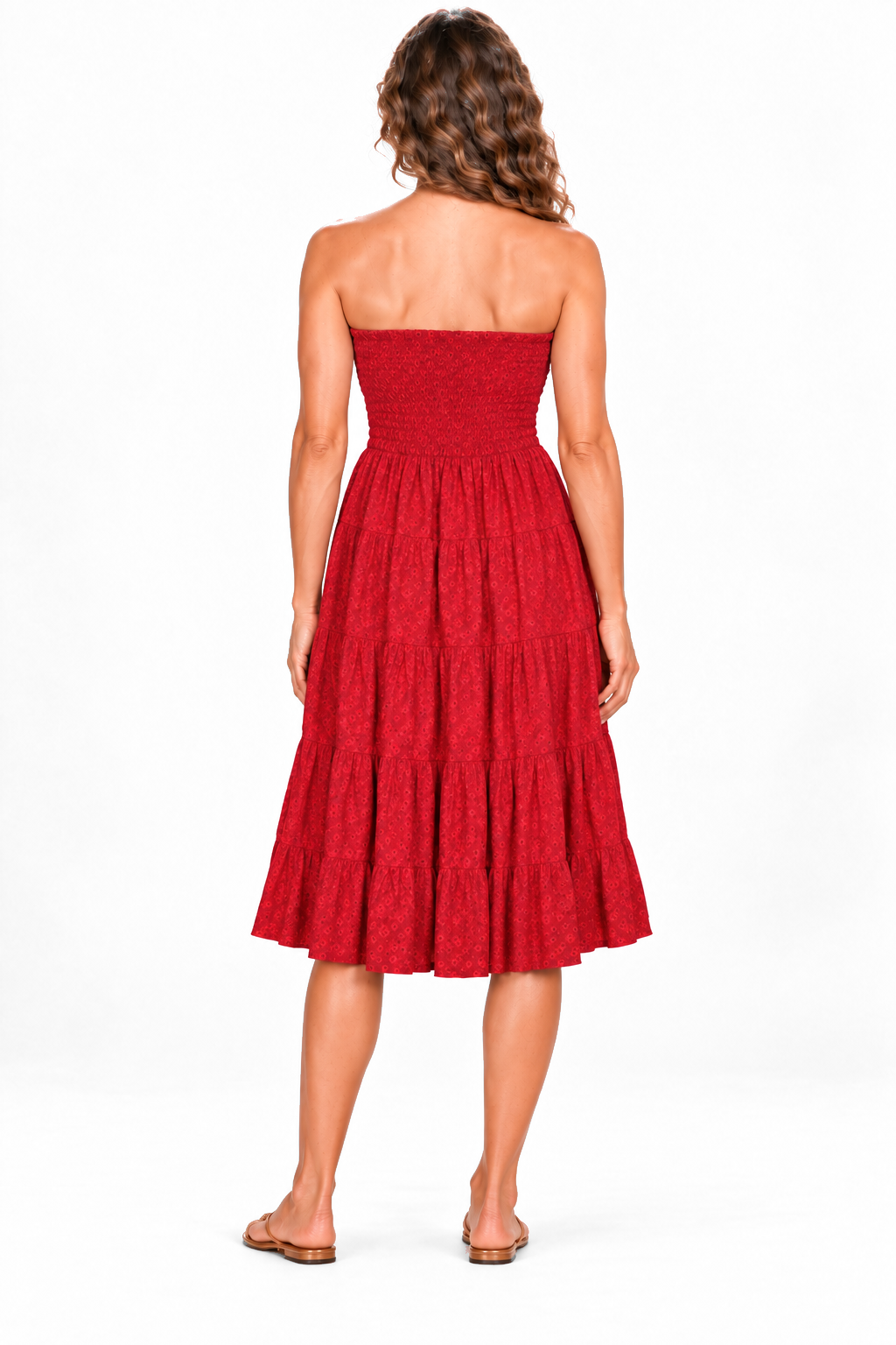 Silk Strapless Dress and Skirt - Red — Dress back view
