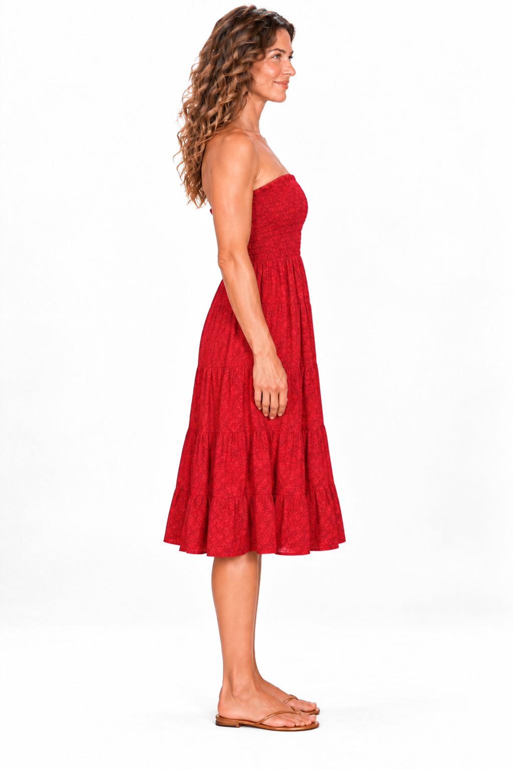 Silk Strapless Dress and Skirt - Red — Dress side view