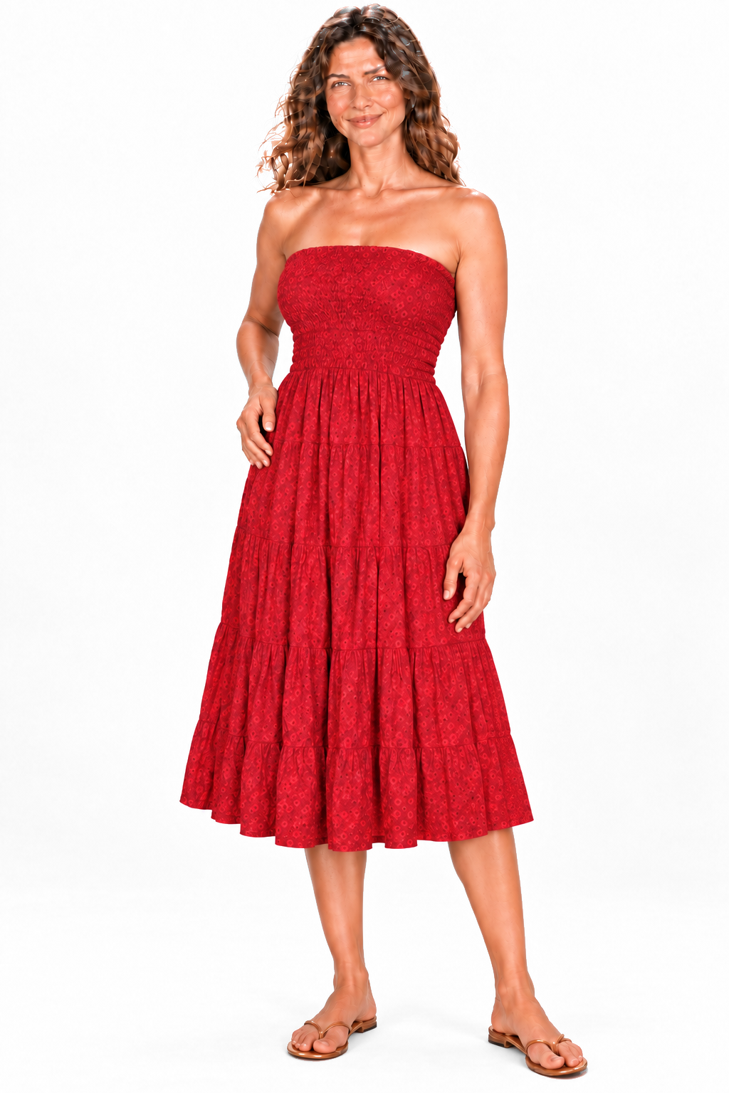 Silk Strapless Dress and Skirt - Red — Dress detail view