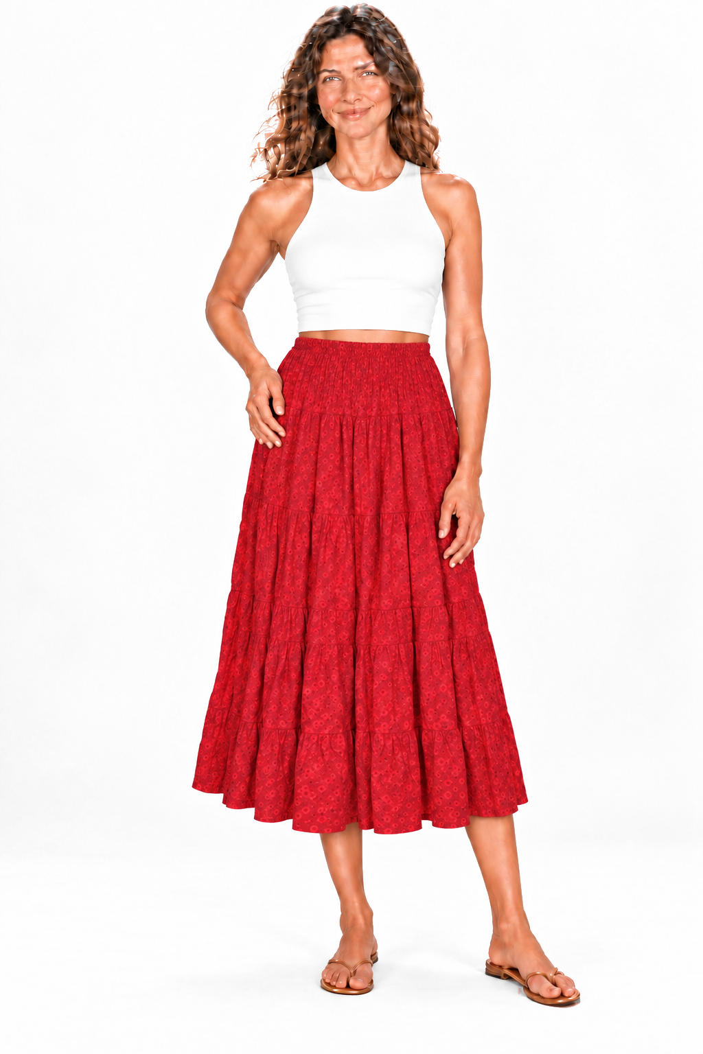 Silk Strapless Dress and Skirt - Red — Skirt front view