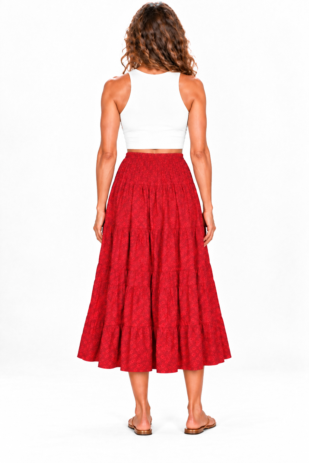 Silk Strapless Dress and Skirt - Red — Skirt back view