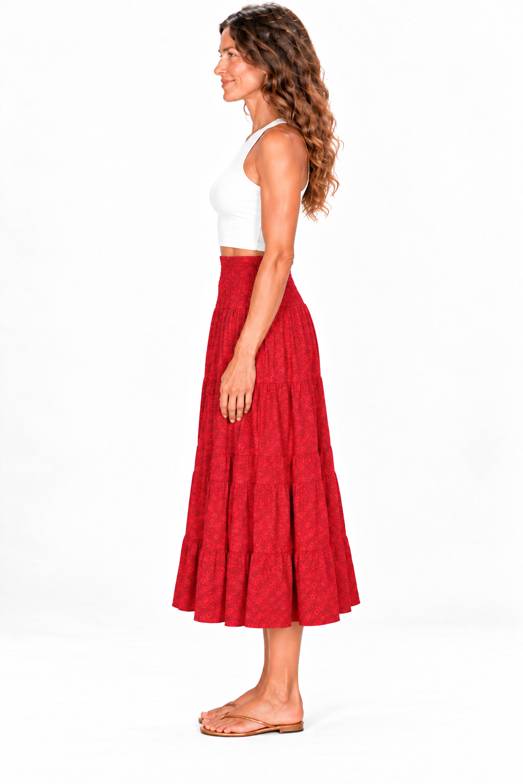 Silk Strapless Dress and Skirt - Red — Skirt side view