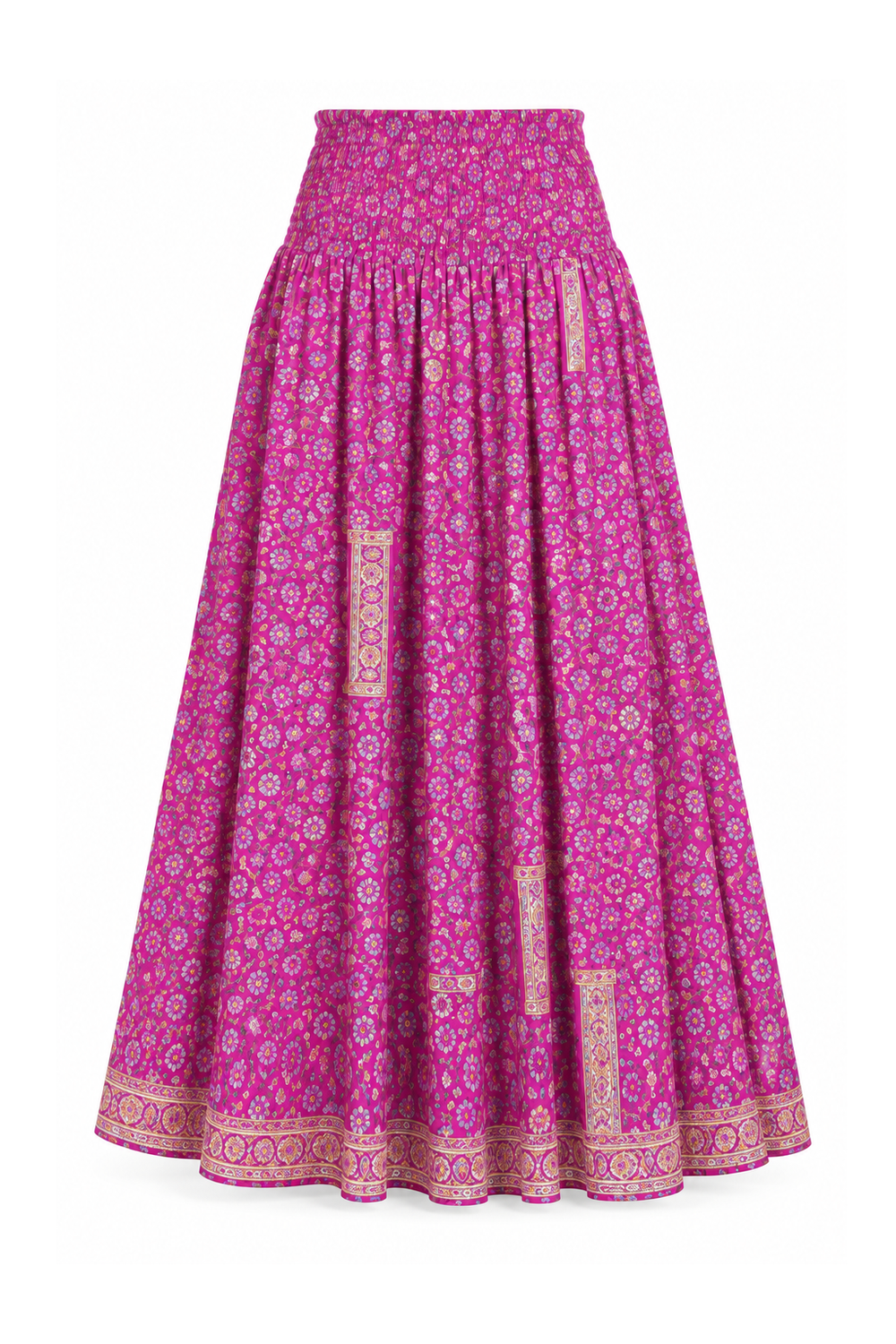 Silk Strapless Dress and Skirt - Magenta Floral - ghost mannequin, normalized primary image