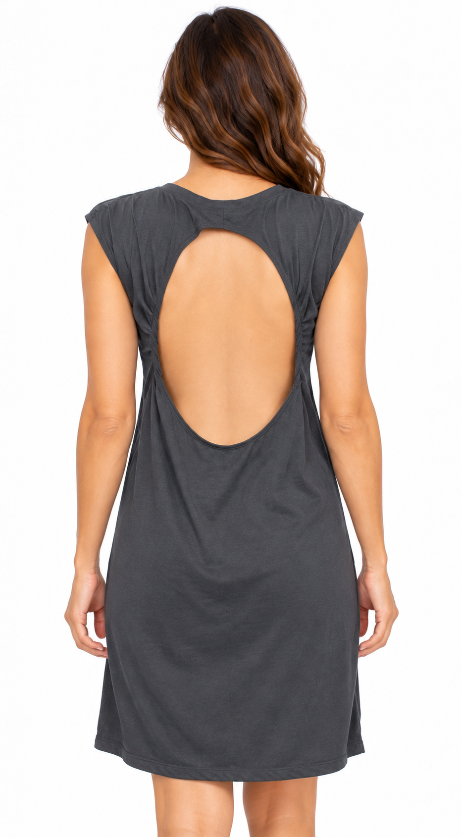 Sleeveless Tunic Dress - Charcoal Tree Print – catalogue view 3