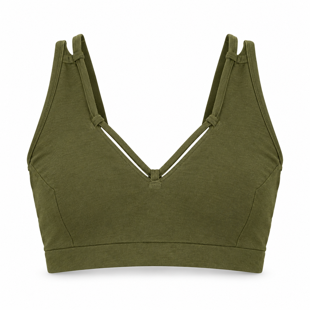 Sun Rays Cotton Top-Bra with Sun-Ray Back Design - ghost mannequin product image on white background