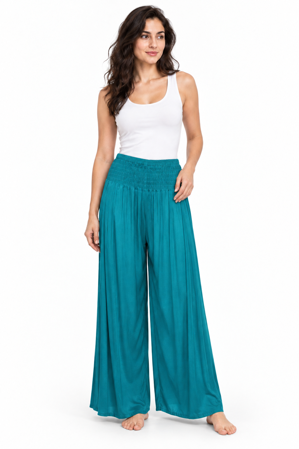 Teal Pleated Palazzo – product view 2