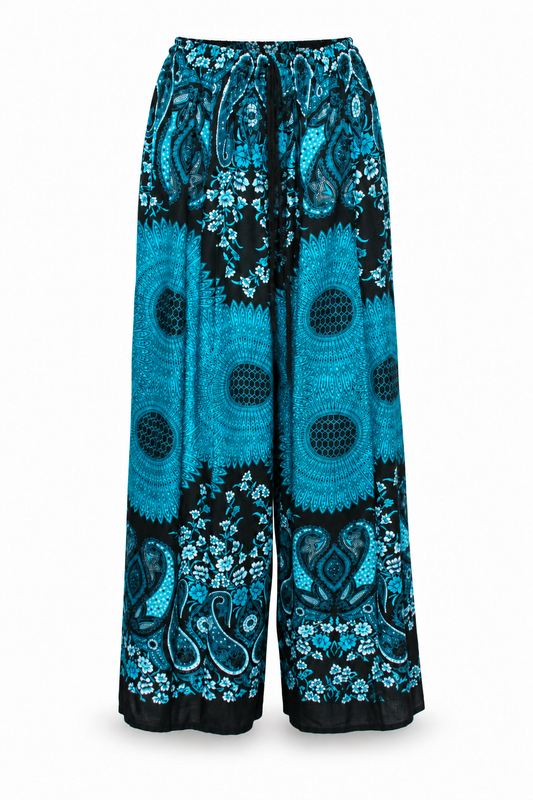 Turquoise Black Border Palazzo – product view 1