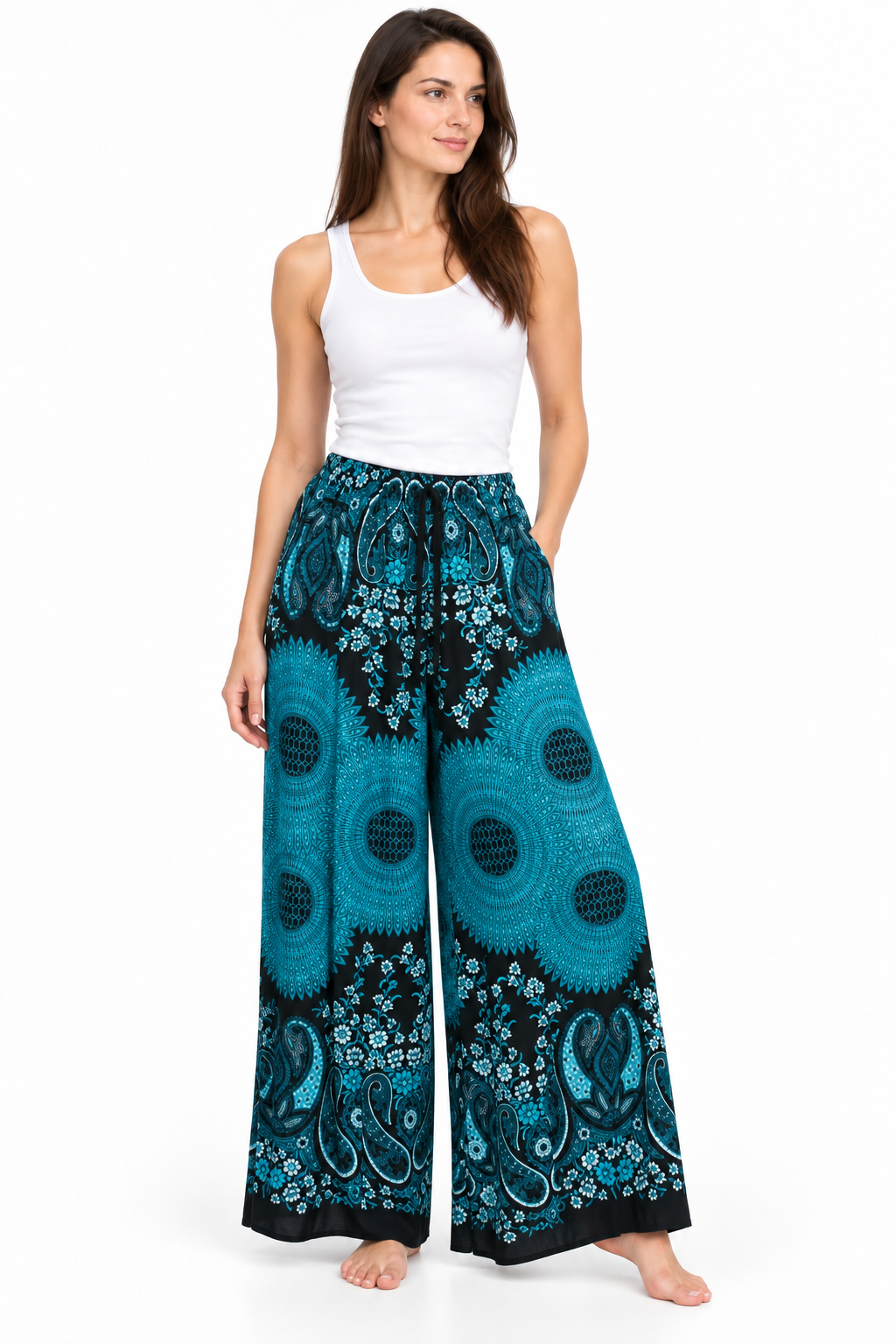 Turquoise Black Border Palazzo – product view 2