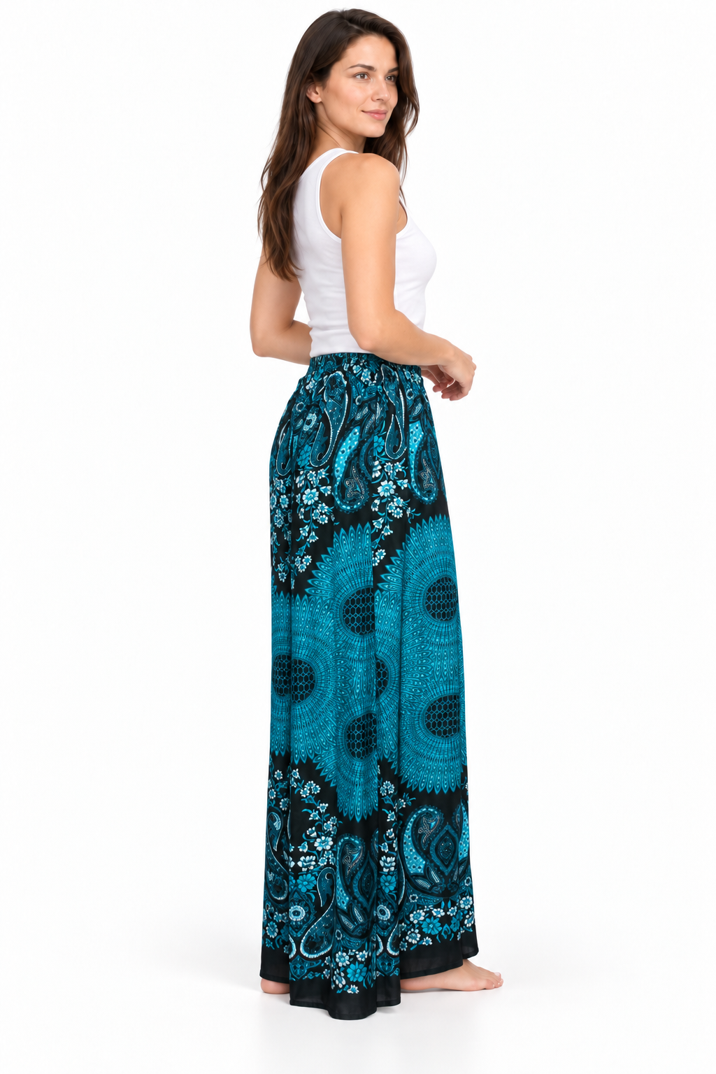 Turquoise Black Border Palazzo – product view 3