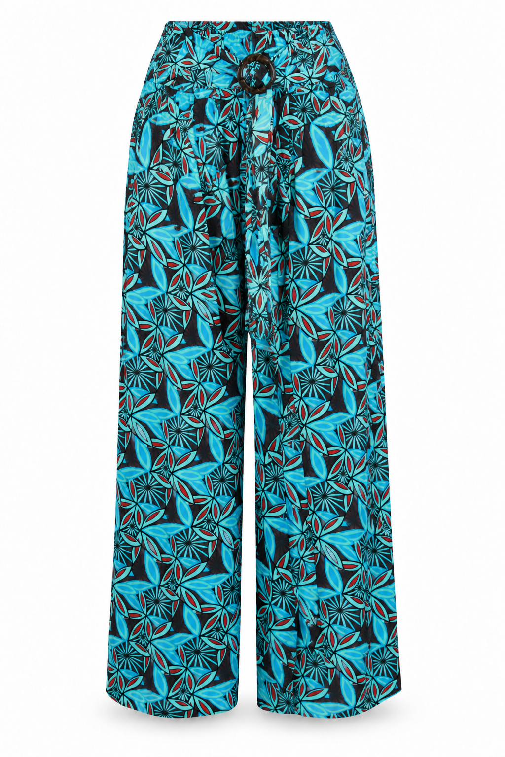 Turquoise Black Floral Palazzo – product view 1
