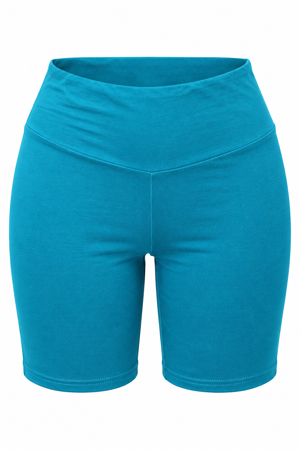 Turquoise Blue Fold-Waist Shorts – construction detail