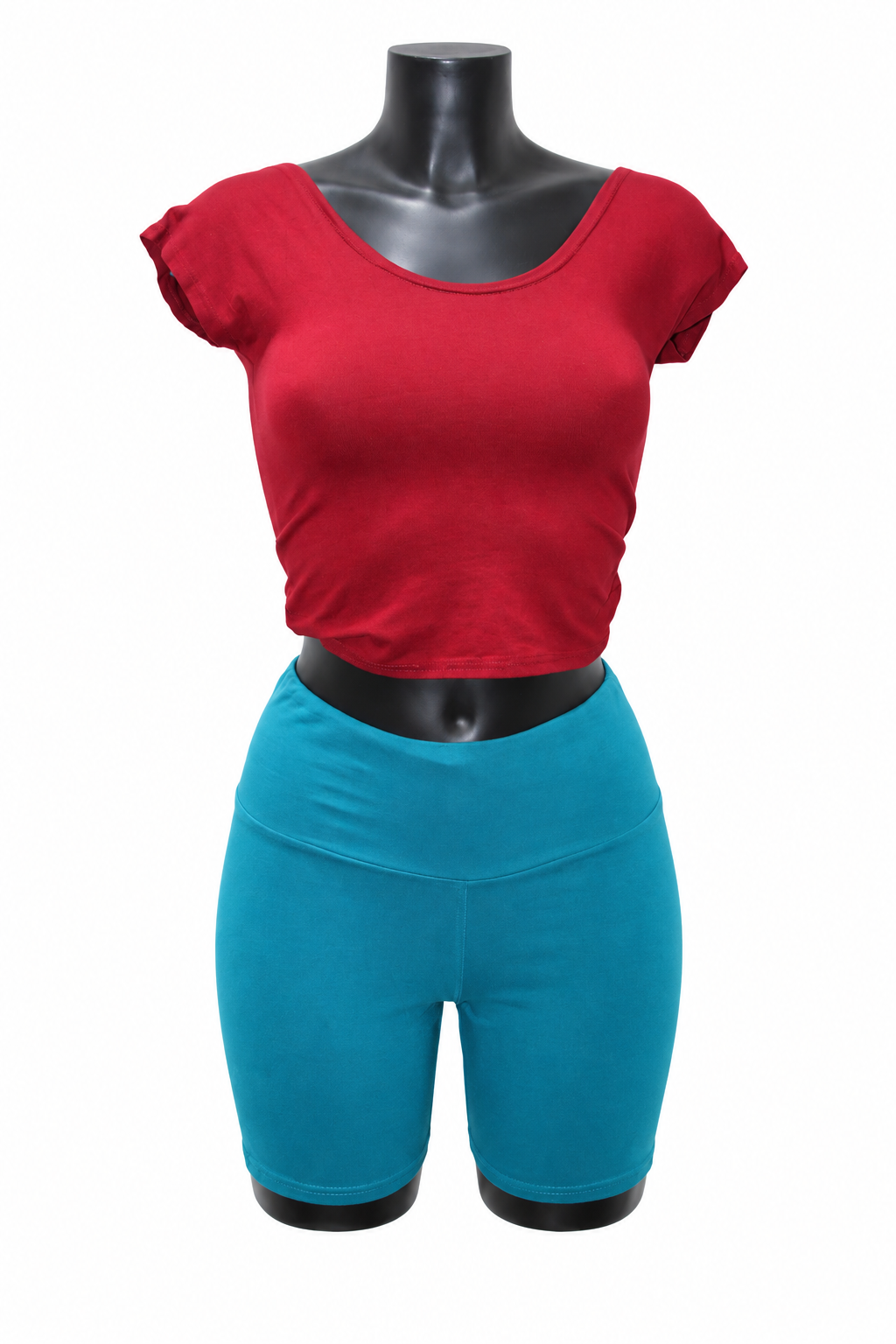 Turquoise Blue Fold-Waist Shorts – clean original product view