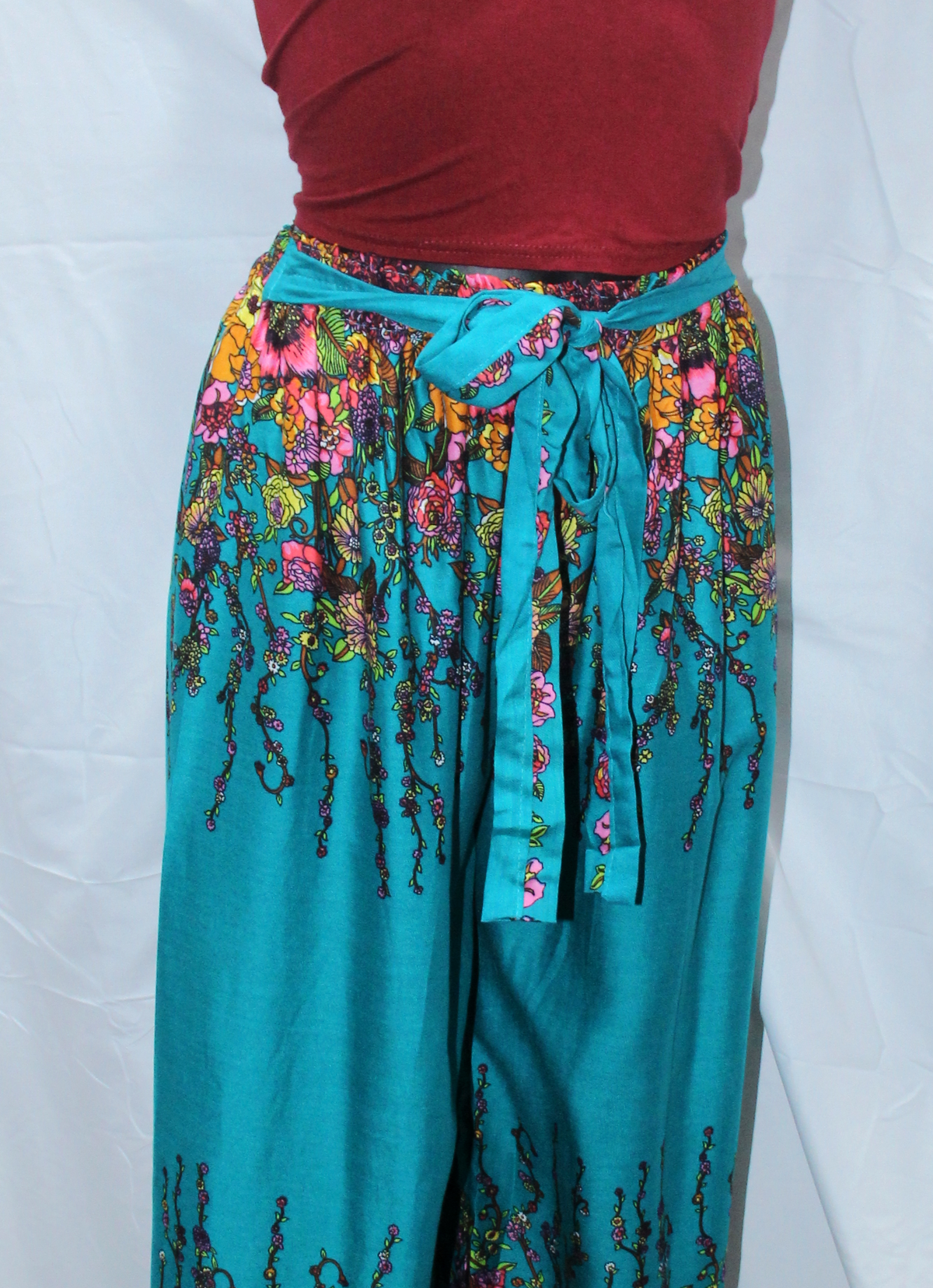 Turquoise Floral Border Palazzo – product view 5