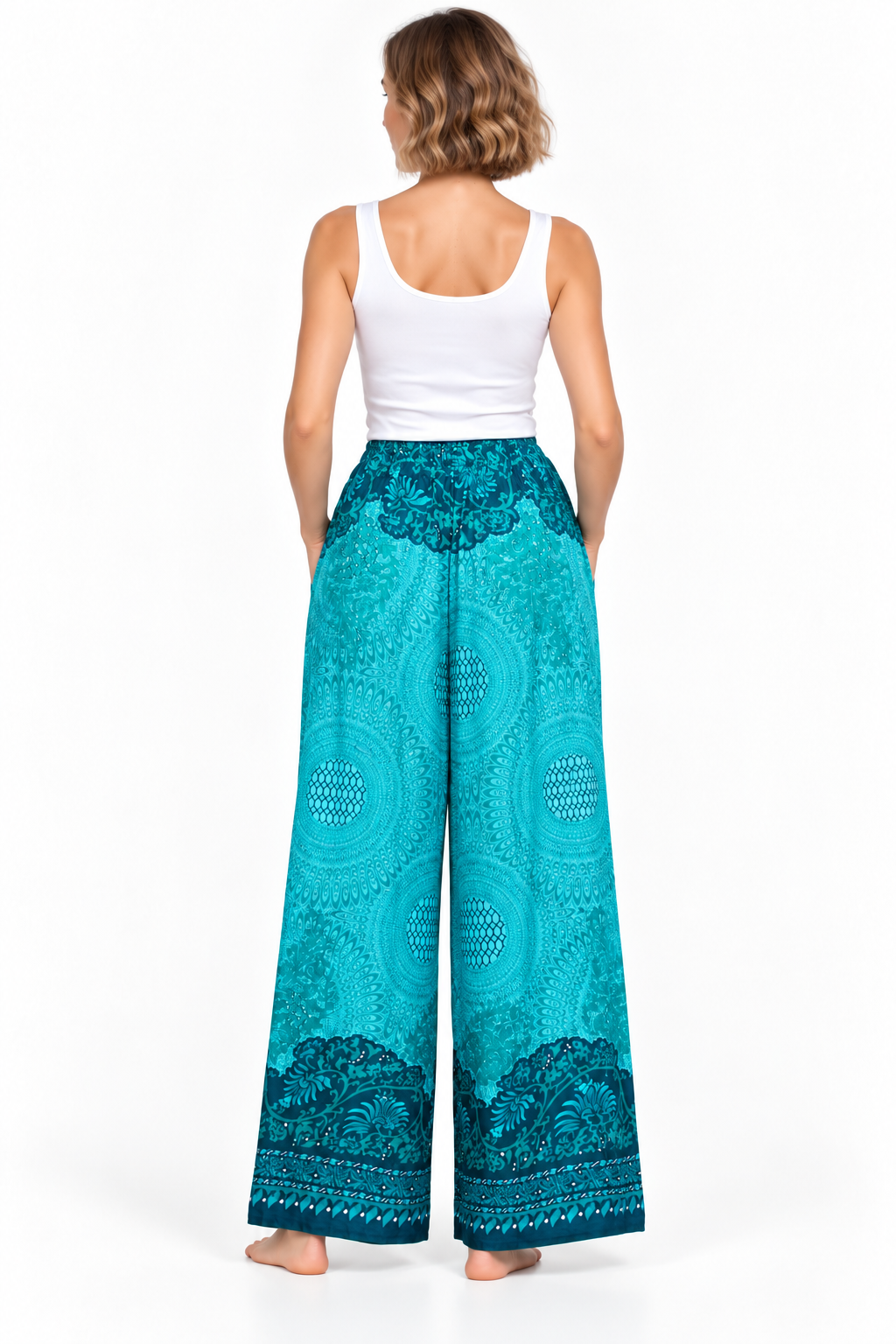 Turquoise Lace Waist Palazzo – product view 4