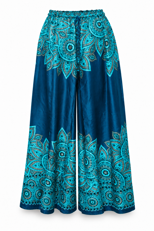 Turquoise Navy Border Palazzo – product view 1