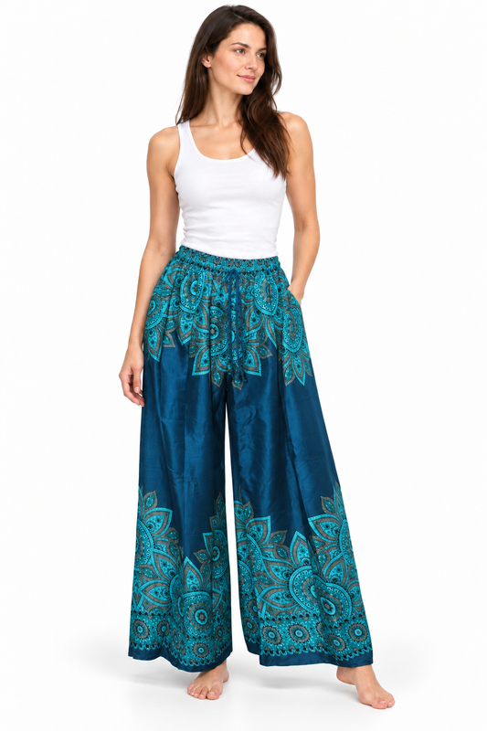 Turquoise Navy Border Palazzo – product view 2
