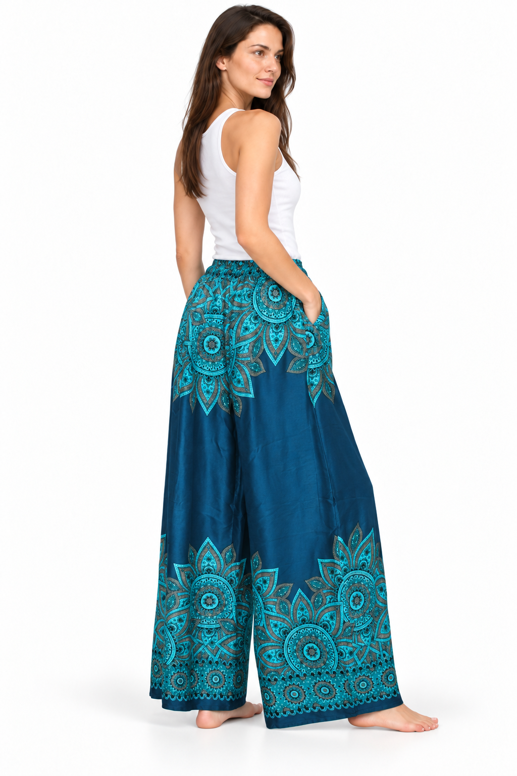 Turquoise Navy Border Palazzo – product view 3